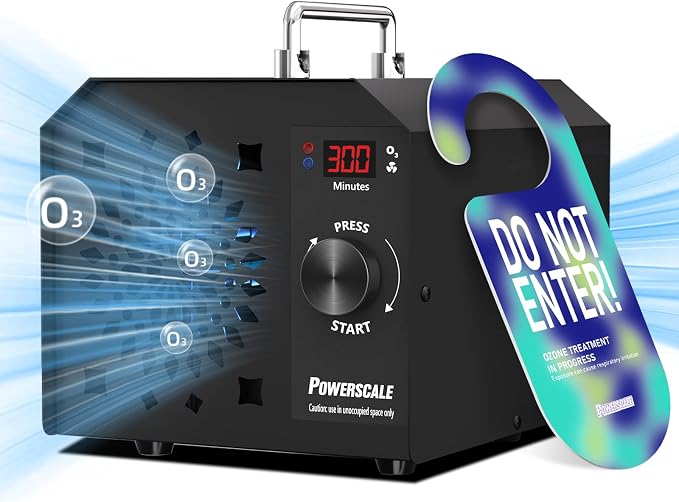 Powerscale OZB2 Commercial Ozone Generator 150,000mg/h for Airbnb Turnovers, Cleaning Business & Large Spaces — Industrial Ozone Machine Odor Removal, Air Purifier for Homes, Offices, Black