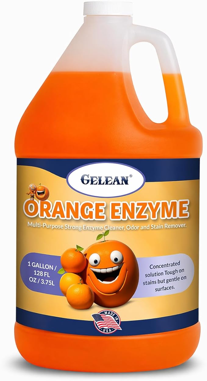 Multi-Purpose Probiotic Enzyme Cleaner, (128 oz, orange) - Pet Stain and Odor Remover - Concentrated - Professional & Home Strength Drains, Floors, Bathrooms, Toilets Trash Can, Made in USA