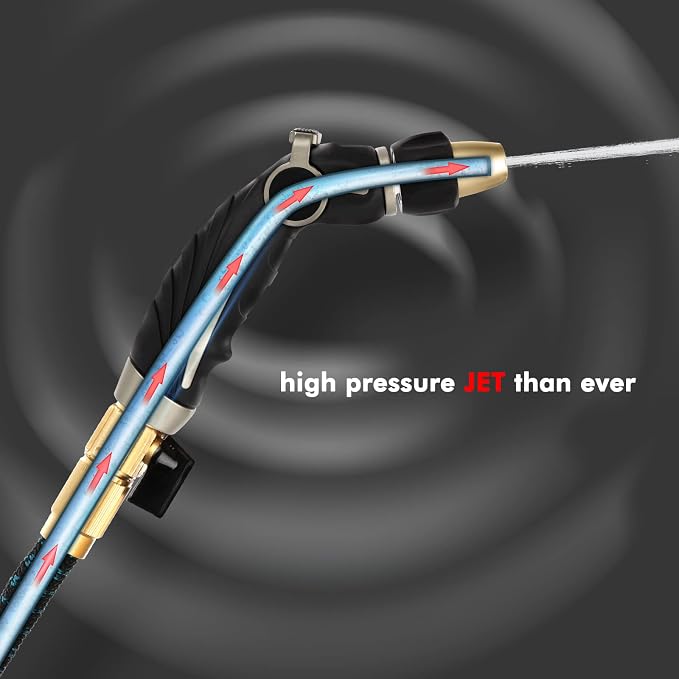 RESTMO High Pressure Hose Nozzle Sprayer, Heavy Duty Brass Head, Metal Water Hose Nozzle for Car Washing, Garden Cleaning, Lawn and Plant Watering, Adjustable Thumb Flow Control