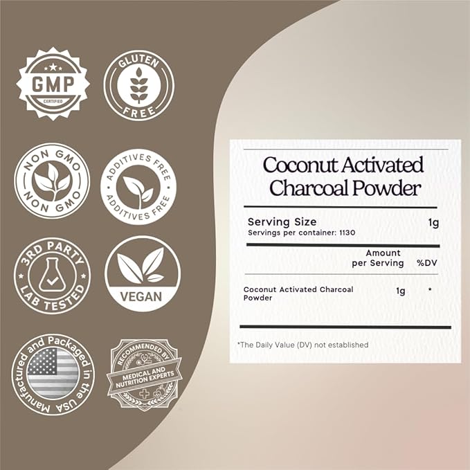 Zen Principle Coconut Activated Charcoal Powder. Whitens Teeth, Rejuvenates Skin and Hair, Supports Better Digestion. USA-Owned Producers, 2.5 lb