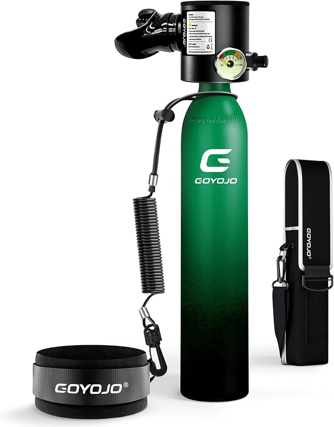 GOYOJO Mini Scuba Tank, Portable Diving Lung Air Tank with DOT Certified, Refillable Emergency Backup Pony Bottle for Snorkeling, Underwater Breathing, Training
