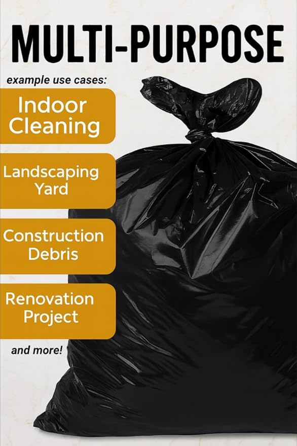 32–33 Gallon Heavy Duty Trash Bags, 100 Count – 2.5 Mil Thick Black Contractor Garbage Bags for Outdoor Bins, Lawn, Construction & Commercial Use – Tear-Resistant Can Liners, 32" x 38"