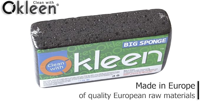 Big Sponge. Made in Europe. 6 Pack, Black. 8.9x4.3x2.4 Inch Extra Large Odorless Commercial Sponge for All Purpose Cleaning