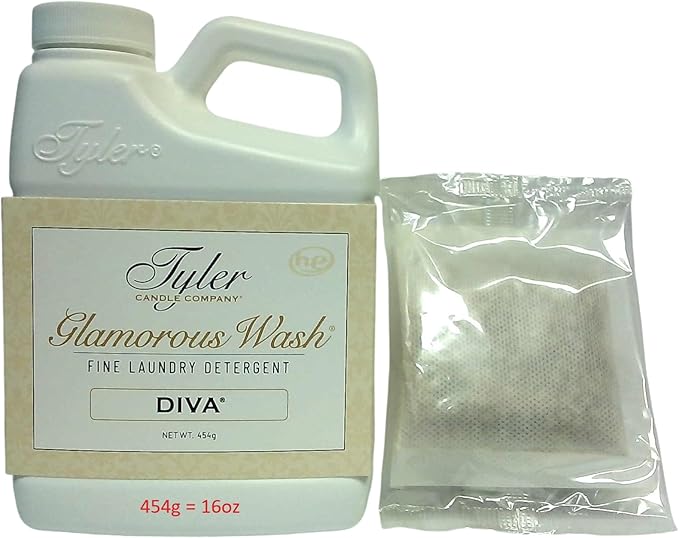 Tyler Candle Company Glamous Laundry Detergent, Diva 16 Fl Oz/with Glamorous Sachet Single Pouch