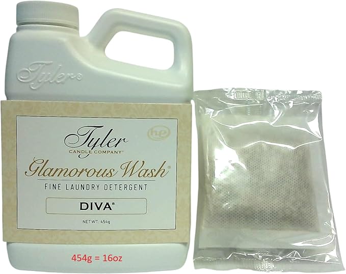 Tyler Glam Wash Laundry Detergent, Diva 454g, Liquid, 16 FL Oz w/Dryer Sachet Pouch IL