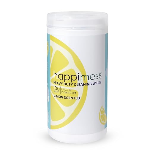 happimess WPE1002A All-Purpose Cleaning Wipes, Heavy Duty Multi-Surface Household Wipes for Kitchen and Bathroom, Fresh Lemon Scent, 100 Count