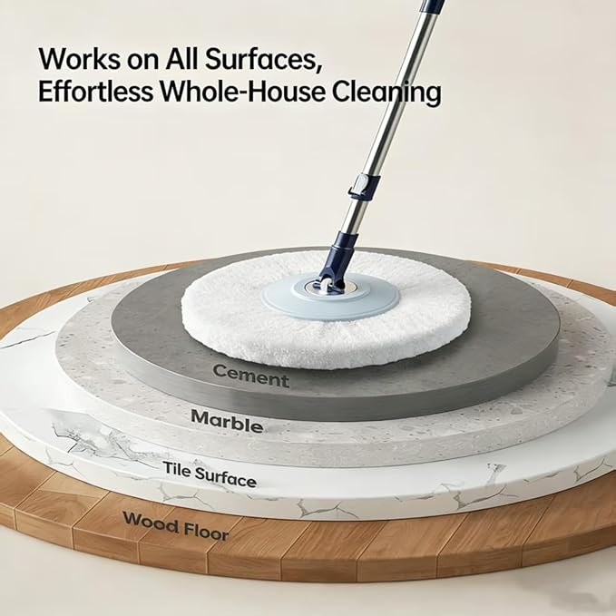 Spin Mop & Bucket System with 4 Washable Microfiber Mop Pads – Ideal Hardwood Floor Mop with Bucket for All Hard Surface Cleaning