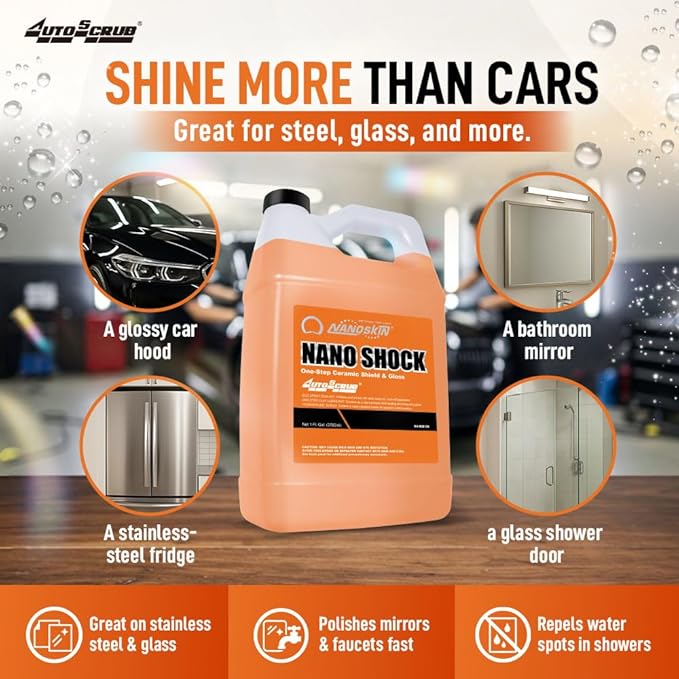 Nanoskin NANO SHOCK One-Step Ceramic Shield & Gloss 30 Gallons – SiO2 Spray Sealant, Clay Lubricant & Hydrophobic Coating | Easy Spray-On Wipe-Off Gloss for Cars, Trucks & RVs