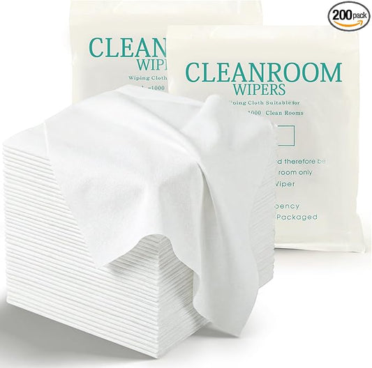200 Pcs Cleanroom Cloth Wipes 9"x9" (bag of 100 Pcs) Microfiber Lint Free Cloth Disposable Clean Cloths Laser Sealed Edge for Lab Semiconductor Industries and Printing
