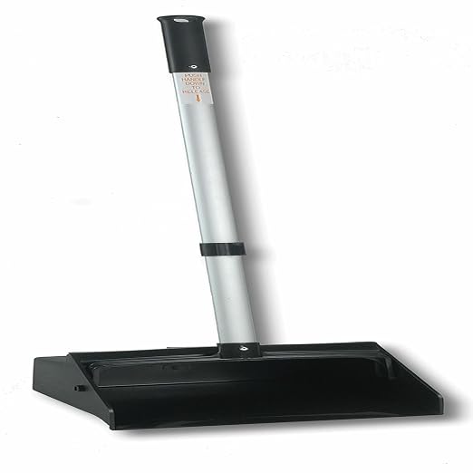 Genuine Joe Lobby Scope Dust Pan, 11.5" Wide Opening with 30" Aluminum Handle, Black/Silver, Pack of 6
