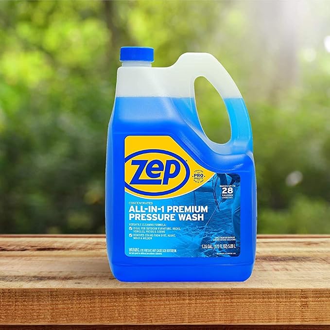 Zep All-In-1 Pressure Wash Cleaner (Case of 4) - Concentrate | Concentrated formula makes up to 28 gallons for pressure washing driveways, siding, decks, patios, and concrete surfaces.