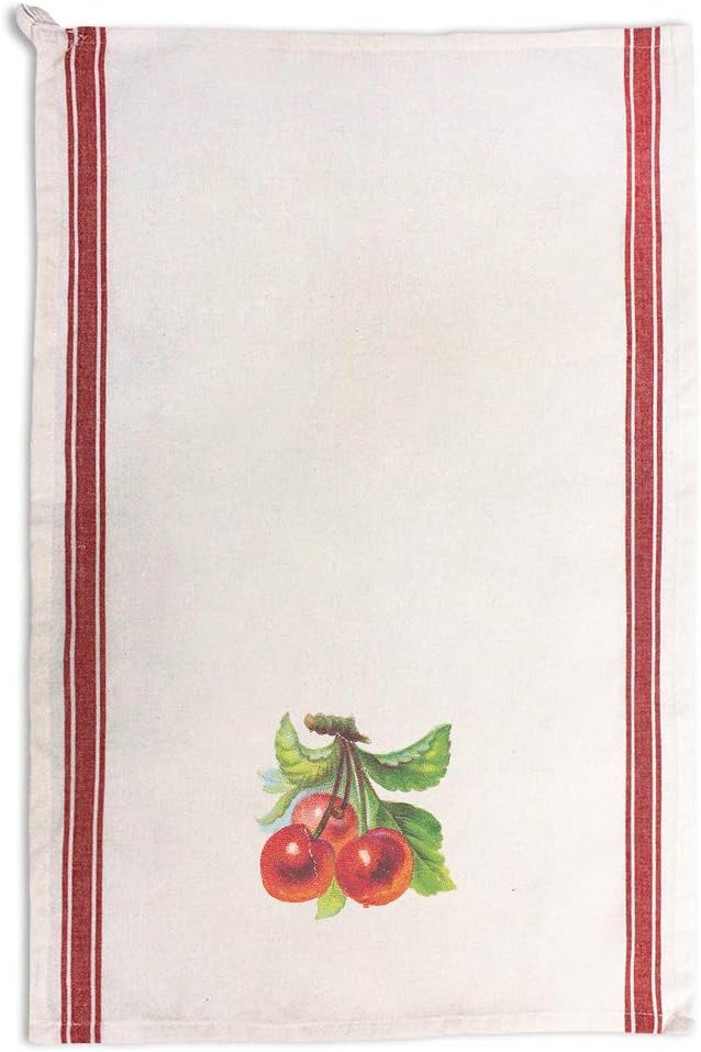 Custom Decor Kitchen Towels Cherry A Food & Beverage Fruit Food & Beverage Fruit Cleaning Supplies Dish Towels Red Stripe Design Only