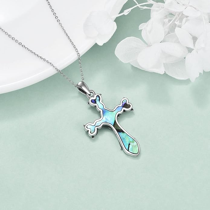 ONEFINITY Religious Cross Pendant Necklace Sterling Silver Origami Cross Pendant Gifts for Women Men Jewelry