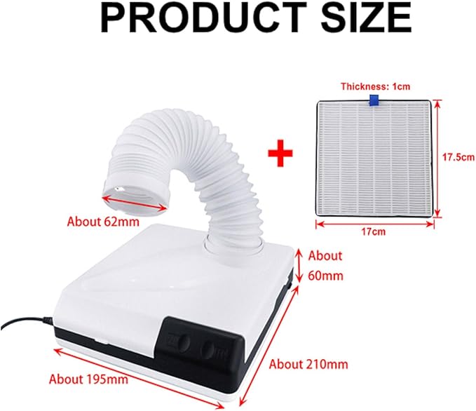 BONEW Global 60W 2 in 1 Powerful Mini Desktop Vacuum Cleaner Instrument Dust Collector Extract Mobile Suction Lab Nail Art Salon Manicure Dust Polishing Clean Tool