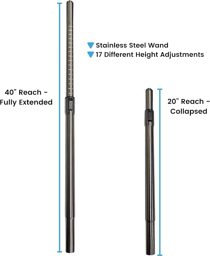 Wessel-Werk Adjustable Vacuum Extension Wand for Canister or Central Vacuum Accessories and Hoses, Fits 1-1/4 inch (32mm) Vacuum Accessories and Hoses (No Release Button)