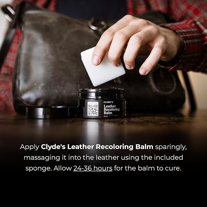 Clyde's™ Leather Company Leather Recoloring Balm – Color Restore & Scratch Repair Kit for Faded Leather Furniture, Car Seats, Sofa & Vinyl | 23 Colors | Non-Toxic Dye