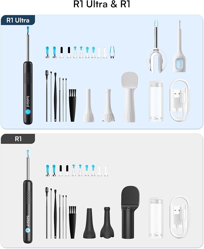 BEBIRD R1 Ultra Ear Wax Removal, Ear Cleaner with Camera, Wax Remove Ear Pick with Ear Tweezers, Visual Dropper Cleaning Kit, Ear/Nose/Throat Tool for Family, Blue