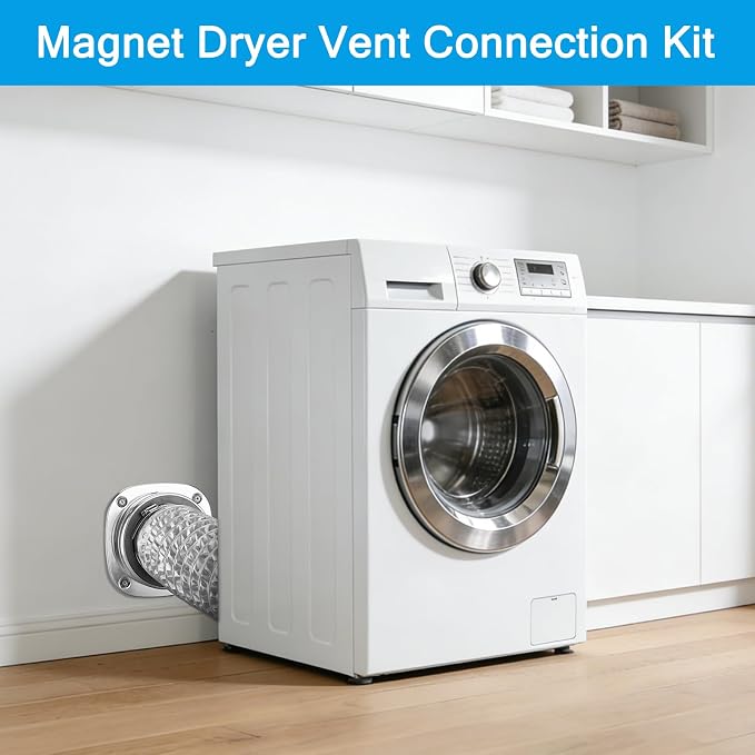 Magnetic Dryer Vent Connector Kit, Easy to Clean Quick Connector Dryer Vent Coupling with 3.3ft of 4" Hose and 2 Clamps