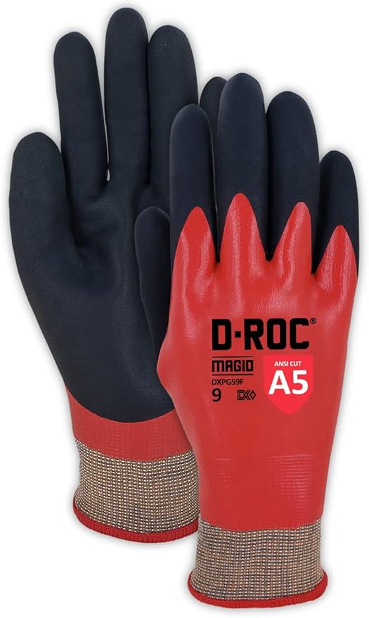 MAGID D-ROC DX+ Technology DXPG59F 18-Gauge Double-Dipped Foam Nitrile Fully Coated Coreless Work Glove