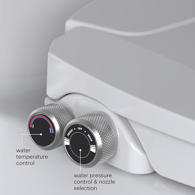 Brondell Bidet Toilet Seat, Non-Electric Swash Ecoseat, Fits Elongated Toilets, White - Dual Temperature, Dual Nozzle System - Bidet with Easy Installation
