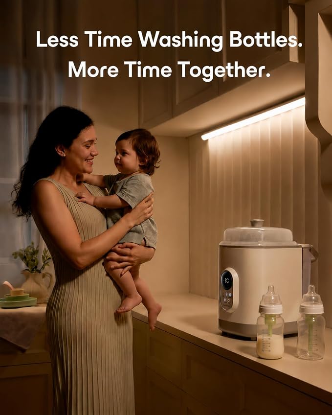 Baby Bottle Washer Pro, Sterilizer & Dryer — Wash 6 Bottles at Once, All-in-One Washer Machine for Bottles, Pump Parts & Baby Essentials – Replaces Hand Washing, Time-Saving for Busy Parents