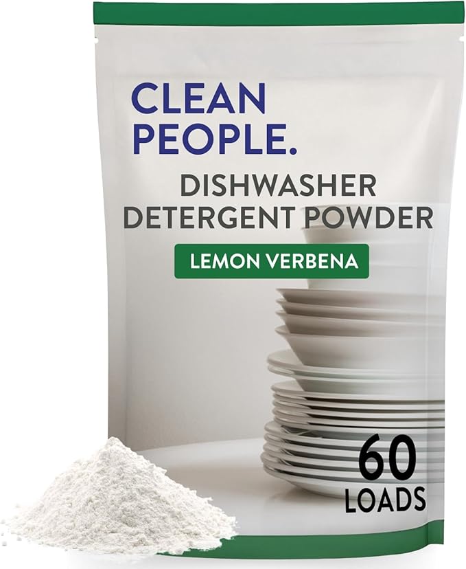 The Clean People Dishwasher Detergent Powder | Cuts Grease and Rinses Sparkling Clean | Residue-Free (30 Ounce, Lemon Verbena)