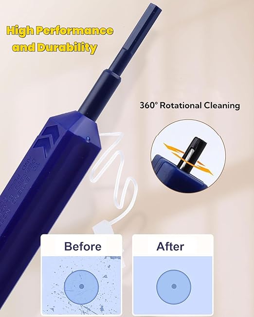 LC Fiber Cleaner Pen - 5 Pack - 1.25mm LC Fiber Optic Cleaning Pen with Dual Action Connector Cleaner & Endface Cleaning Action.