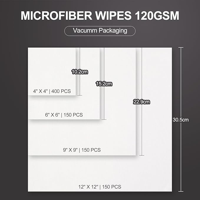 AAwipes Double Knit 100% Polyester Wipers Light Weight Version (120GSM, 9"X9", 150pcs/bag) Cleanroom Cloth Wipes Laser Sealed Edge, Ultra-soft (CP12009)