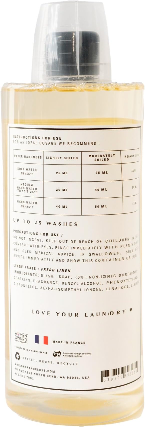 The Laundry Evangelist Plant-Based Laundry Detergent, Enzyme-Free Fabric Wash for Delicates, Safe for Silk, Wool & Fine Garments, Fresh Linen Scent, 33.3 fl oz