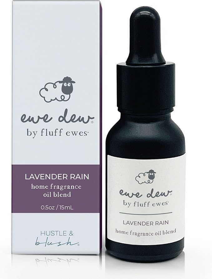 Hustle & Blush Wool Dryer Balls and Essential Oils Blend Bundle Laundry Set, Reduces Drying Time, Chemical Free with Long Lasting Fresh Scent Laundry Supplies - 2 Pack, Lights & 15 ml Lavender Rain