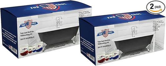 Ekopel Roll On Tub Cast Bathtub and Surround Refinishing Kit – Primer + Top Coat Included – DIY Bathtub & Tile Reglazing Kit for Porcelain, Fiberglass & Cast Iron – Bright White Gloss, Low Odor, Made In The USA Tub Paint (2 Pack Bathtub W/Surround)