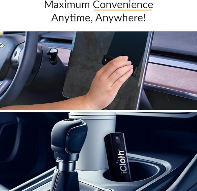 6X iCloth 2-in-1 Screen Cleaner Spray & Microfiber Cloth for Laptops, Tablets, Phones, Car Screens & Touchscreens, Streak-Free & Anti-Smudge, Large 0.68 fl oz (20ml) Bottles for Family Use