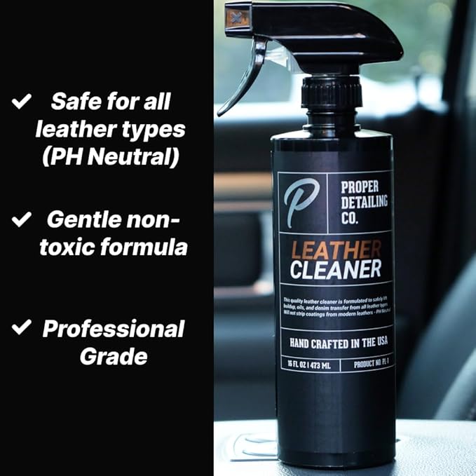 PROPER DETAILING CO. Car Leather Cleaner and Conditioner, Clean and Protect for long lasting leather, 9 Piece Deluxe Leather Care kit for professional results, leather car cleaner, conditioner leather