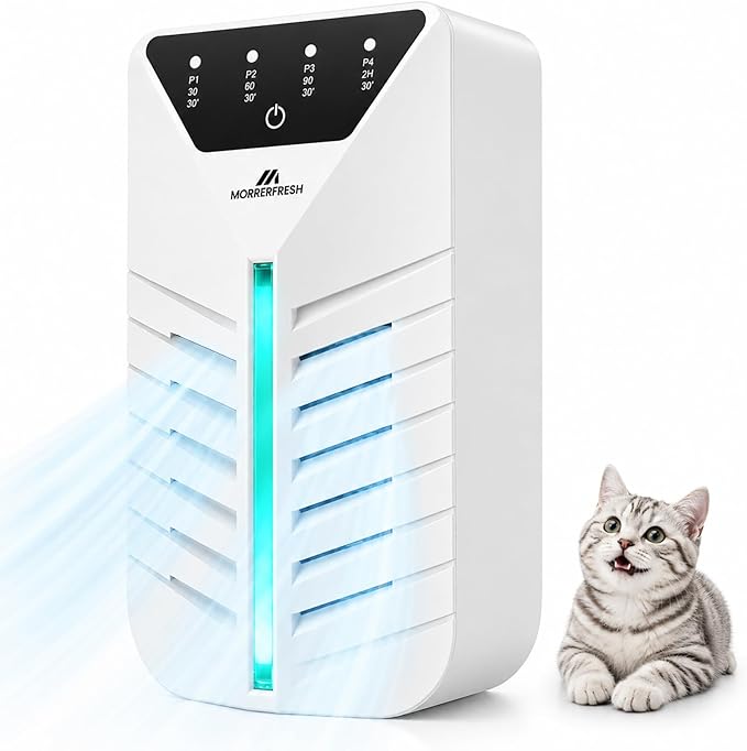 Air Ionizers for Home with Activated Charcoal, Cat Litter Deodorizer, HEPA Plug In Negative Ion Generator for Small Spaces, Bathroom, Office & Kitchen, Pet Odor Eliminator for Smoke, Dust