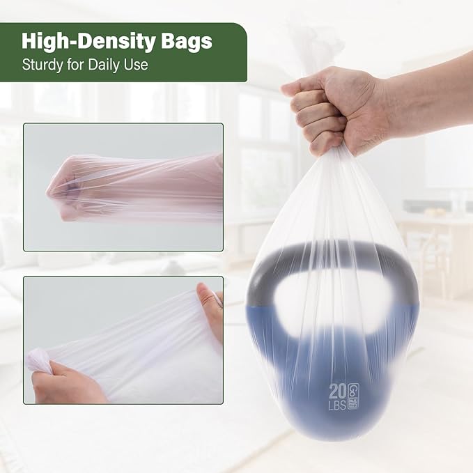 Jaoul 1.2 Gallon Trash Bags, Unscented Strong Small Trash Bags Bathroom, Small Garbage Bags for Bathroom Can, White Trash Can Liners 60 Count