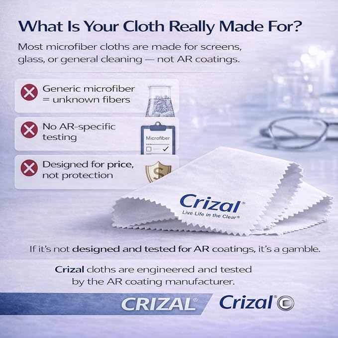 Crizal Lens Cleaning Kit – 3 Cloths +3 Solutions – Designed & Tested for AR-Coated Lenses – Complete AR Lens Care System