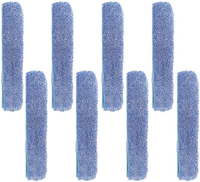 14" Microfiber Window Scrubber Refill - 8 Pack Compatible with MR.SIGA Professional Window Cleaning - Reusable Squeegee Cloth Sleeve