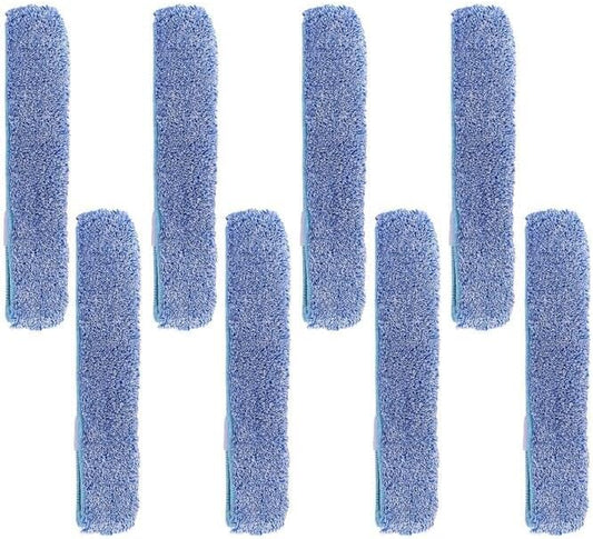 14" Microfiber Window Scrubber Refill - 8 Pack Compatible with MR.SIGA Professional Window Cleaning - Reusable Squeegee Cloth Sleeve