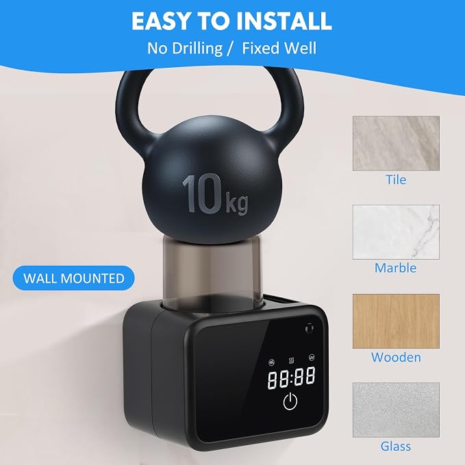 Wall Mounted Toothbrush Cleaning Holder, 2 Slots Toothbrush Cleaner with LED Screen, Timer and Cup, Smart UV Toothbrush Storage with Heating and Fan Drying for Bathroom Organizer & Decor - Black