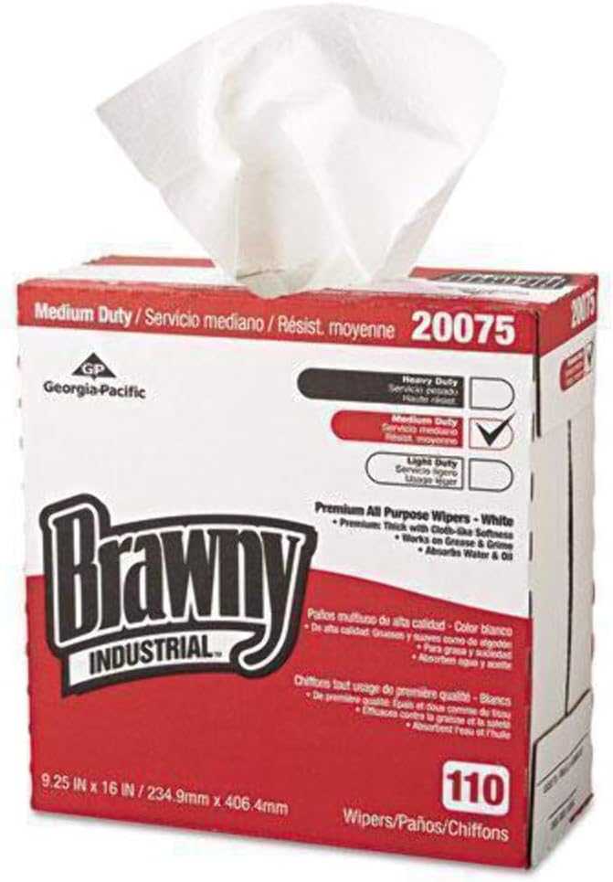 GPC20075 - Brawny Industrial Tall Dispenser All-Purpose Drc Wipers, 9-1/4x16, White, 110/bx
