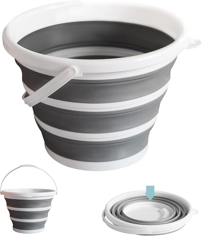 Collapsible Water Bucket (10L / 2.6 Gal) – Portable, Easy to Carry & Store, Ideal for Car Wash, Cleaning, Camping, Fishing, Outdoor Activities with Collapsible Handle Design, 2 Pack