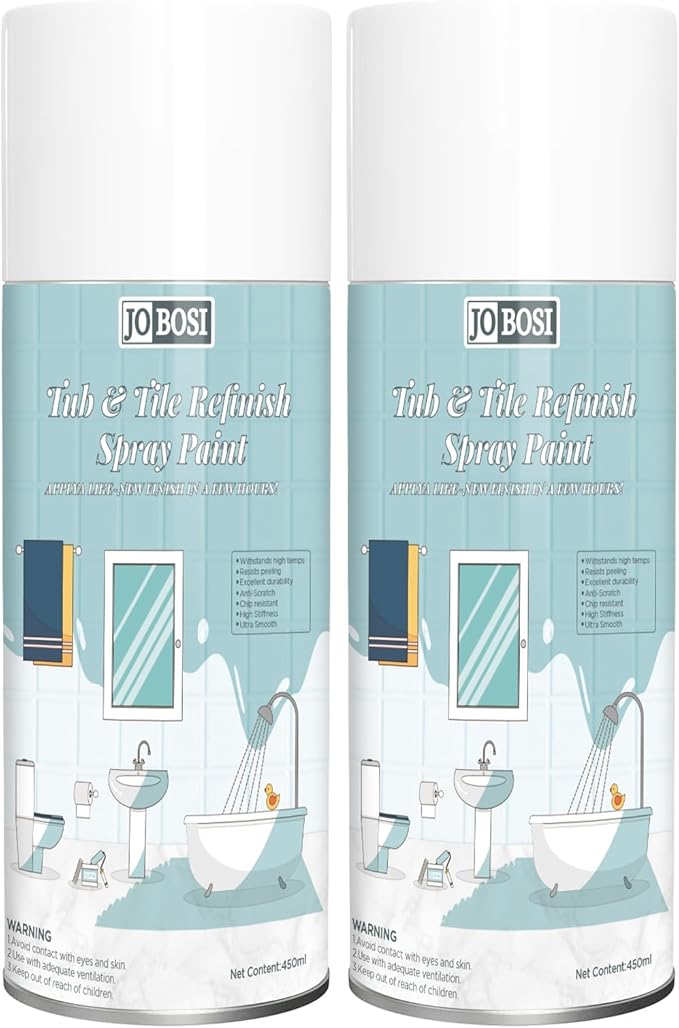 White Ceramic Tub Spray Paint （16 FL Oz *2 pack）- High-performance aerosol spray gun kit, Household appliances, refrigerator, ceramics, bathtubs, vases, bathroom floors, etc., furniture wood color change and more DIY coatings - Quick drying and smooth ...