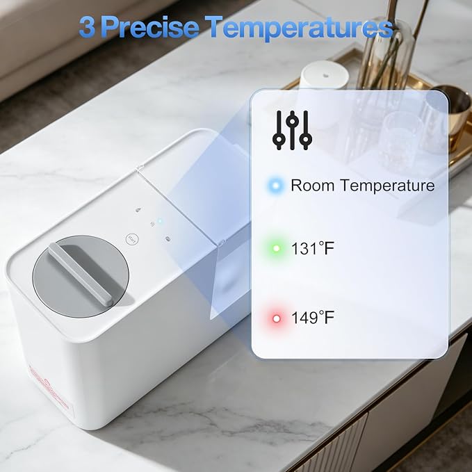 Smart Hot Face Towel Dispenser: Auto 5-10S Heating & Dispensing - Room Temp/131°F/149°F/32°F with Ice - 700ml Water Tank & 20 Disposable Compressed Towels - Portable for Esthetician/Home/Spa