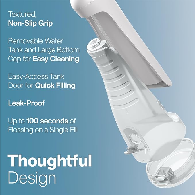 AquaSonic Aqua Flosser PRO - Rechargeable Electric Cordless Water Flosser for Teeth, Gums & Tongue - Waterproof Modern Design, 300ml Large Tank, 3 Modes, 6 Jet Tips, Deluxe Tongue Nozzle - Optic White