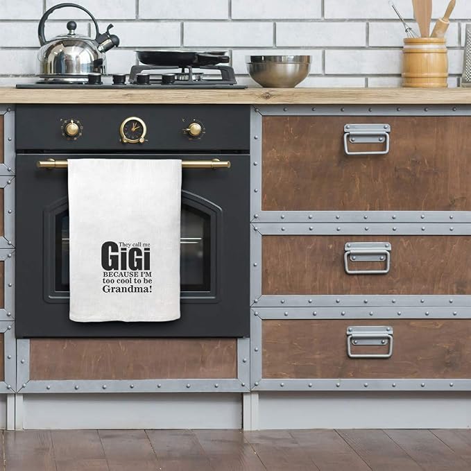 Style In Print Custom Decor Flour Kitchen Towels They Call Me Gigi Because I'm Too Cool to Be Grandma Inspiration & Motivation Family Cleaning Supplies Dish Towels Personalized Text Here