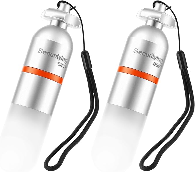 SecurityIng 2-Pack Dive Marker Light, 150m Waterproof Mini Scuba Tank Light, Steady & Flash Modes,AAA Battery Included, LED Diving Signal Light for Night Diving Camping Cave Adventure(White)
