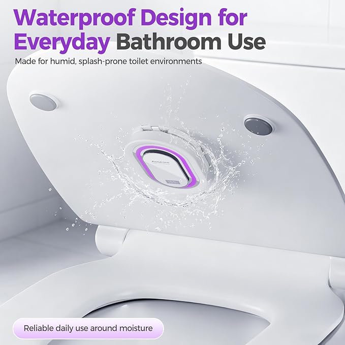 UV-C Toilet Lid Sanitizer, Hands-Free 99-Second Auto Cycle, Helps Sanitize & Reduce Odors, No Harsh Chemicals, 180° Coverage, 2000mAh Rechargeable Battery, USB-C Fast Charging