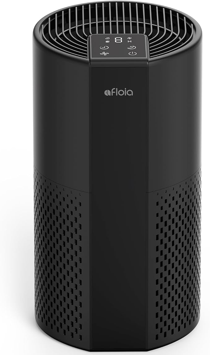 Afloia Air Purifier for Home, 4-in-1 Washable Filter for Allergies, Covers Up to 1076 ft², Quiet Operation, Auto Shut-Off & Night Light, Removes Pet Dander, Pollen, Dust, Mold, and Smoke,Black