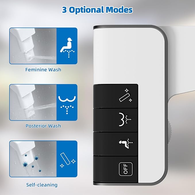 Hibbent Bidet Attachment for Toilet, Non-Electric Dual Nozzle for Frontal & Rear Wash, Adjustable Water Pressure Control, Fresh Water Bidet Toilet Seat, Self Cleaning Water Sprayer, Dark Black