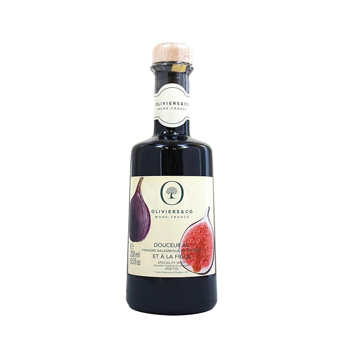 Oliviers & Co Fig Balsamic Vinegar of Modena IGP Certified Italian Gourmet Fig Glaze for Salad, Cheese, Marinade & Desserts Sweet & Tangy 8.5 Fl Oz